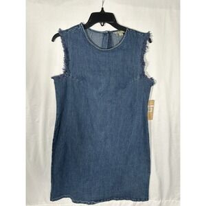 Hope & Harlow Jean Denim dress light blue Frayed At Sleeves Women's‎ sz 6 - NWT